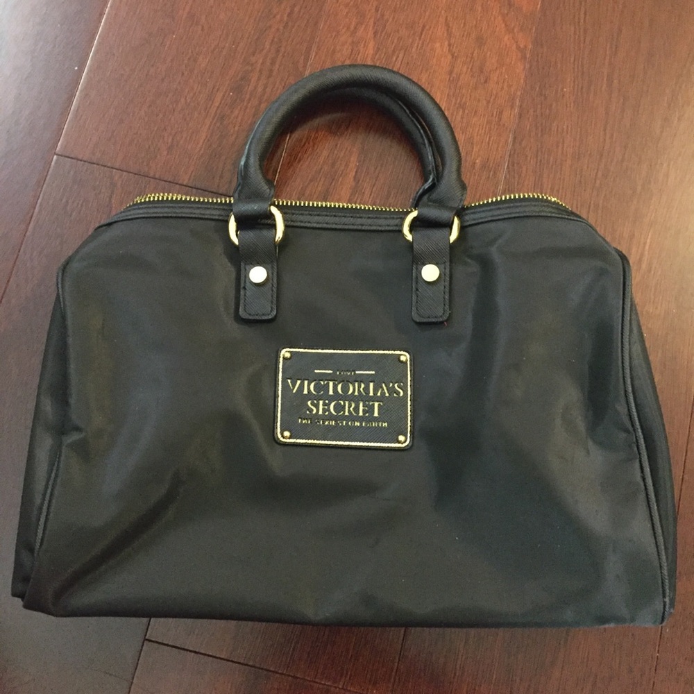 NEW Victoria's Secret Black Bag Purse Handbag Gold